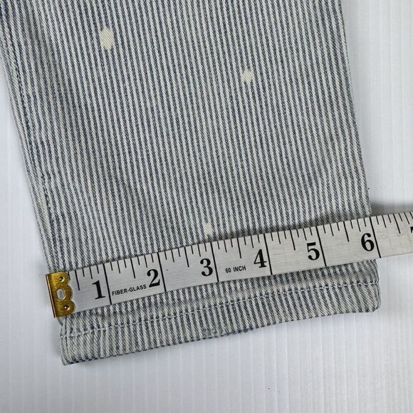 ANN TAYLOR LOFT Relaxed Skinny Bleach Distressed Pants 27/4 Blue White Stripe - Picture 11 of 12